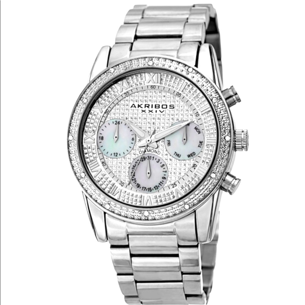 Silver-tone Case on Silver Bracelet, Silver Dial with Silver-tone